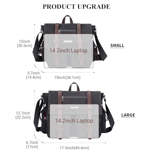 WITZMAN Vintage Canvas Messenger Bag for Men Large Satchel Bags Crossbody Shoulder Fit 17 inch Laptop(A8008/2 Black) - Image 4