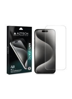 AZTECH Premium Clear Tempered Glass for iPhone 14 Pro Max, Anti Static, High Aluminium Glass, AR translucency process, Bare hand feel, Fingerprint, oil and stain resistance and Smooth touch, including free cleaning wipes for making it easy to clean and apply.