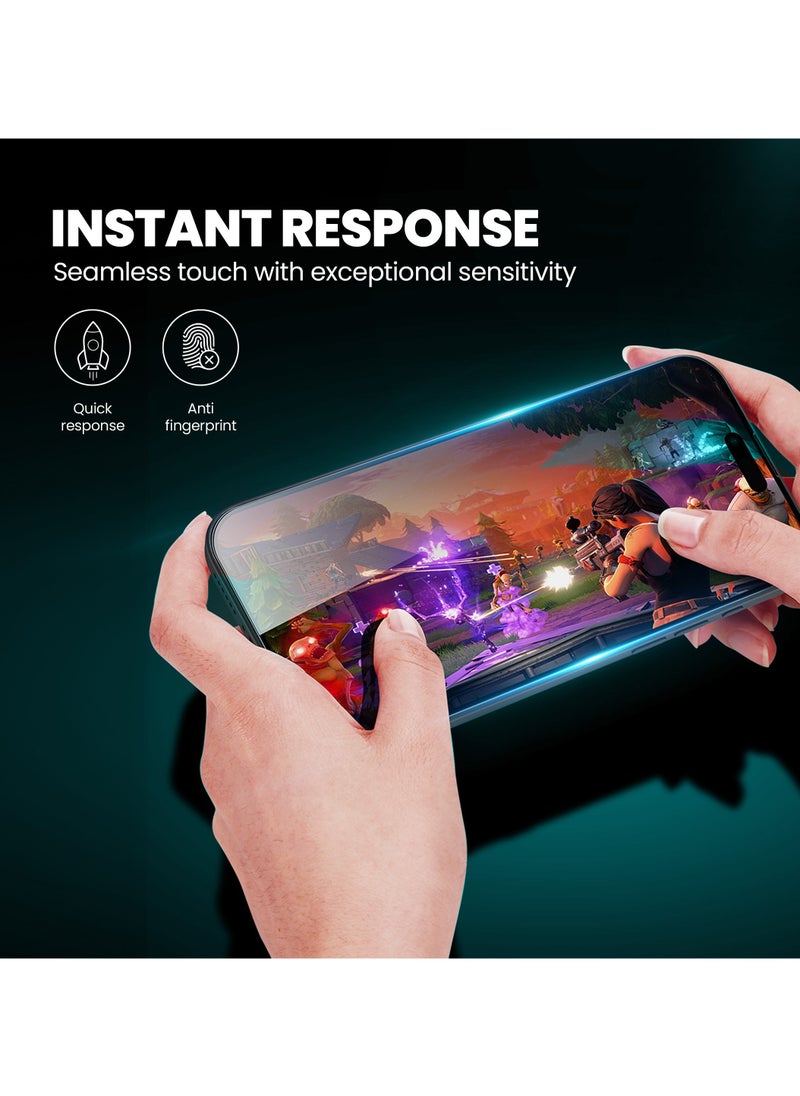 Aztech - AZTECH Premium Clear Tempered Glass for iPhone 14 Pro Max, Anti Static, High Aluminium Glass, AR translucency process, Bare hand feel, Fingerprint, oil and stain resistance and Smooth touch, including free cleaning wipes for making it easy to clean and apply. - Image 1