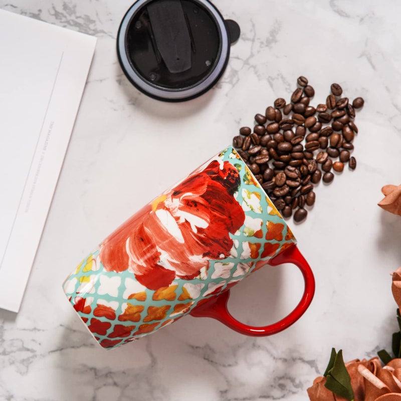 Topadorn 17oz Ceramic Travel Mug with Lid & Handle, Porcelain Coffee Cup with Gift Box, Dishwasher & Microwave Safe, Ideal for Daily Use, Commute & Gifting - Image 2