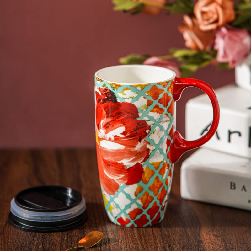 Topadorn 17oz Ceramic Travel Mug with Lid & Handle, Porcelain Coffee Cup with Gift Box, Dishwasher & Microwave Safe, Ideal for Daily Use, Commute & Gifting - Image 3
