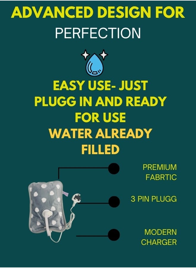 Breeze & Ripplez Breeze & Ripplez™ Dual comfort electric rechargeable heating water bag soft fleece cover for pain relief advanced leak proof technology fast heating large size  - Image 4