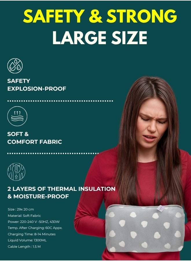 Breeze & Ripplez Breeze & Ripplez™ Dual comfort electric rechargeable heating water bag soft fleece cover for pain relief advanced leak proof technology fast heating large size  - Image 5