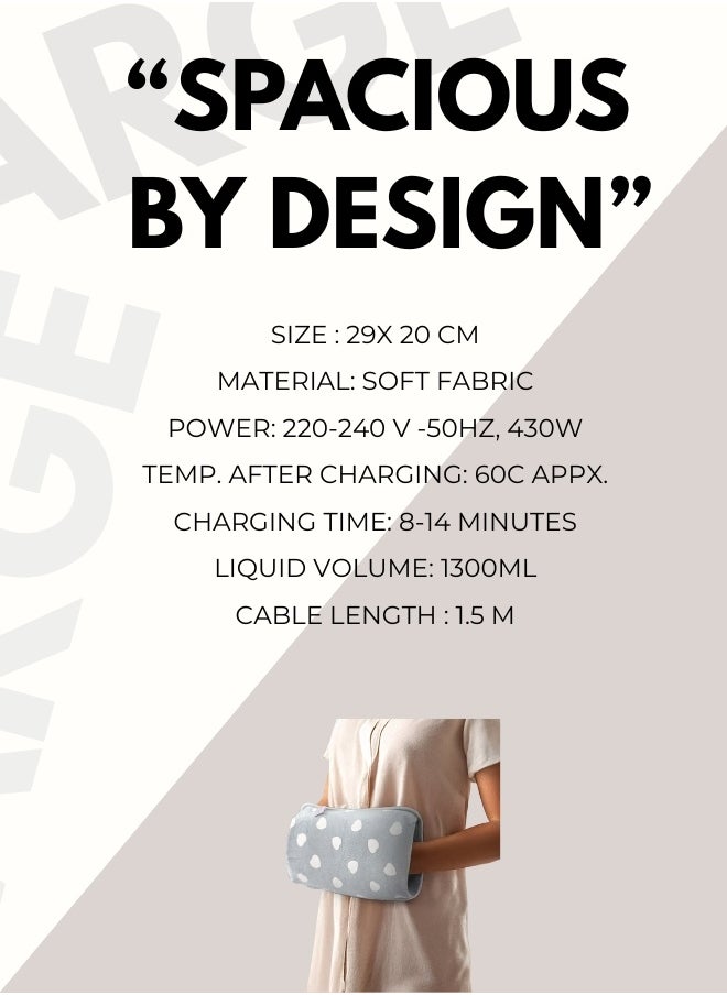 Breeze & Ripplez Breeze & Ripplez™ Dual comfort electric rechargeable heating water bag soft fleece cover for pain relief advanced leak proof technology fast heating large size  - Image 5
