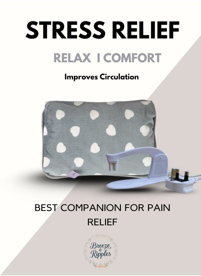 Breeze & Ripplez Breeze & Ripplez™ Dual comfort electric rechargeable heating water bag soft fleece cover for pain relief advanced leak proof technology fast heating large size  - Image 2