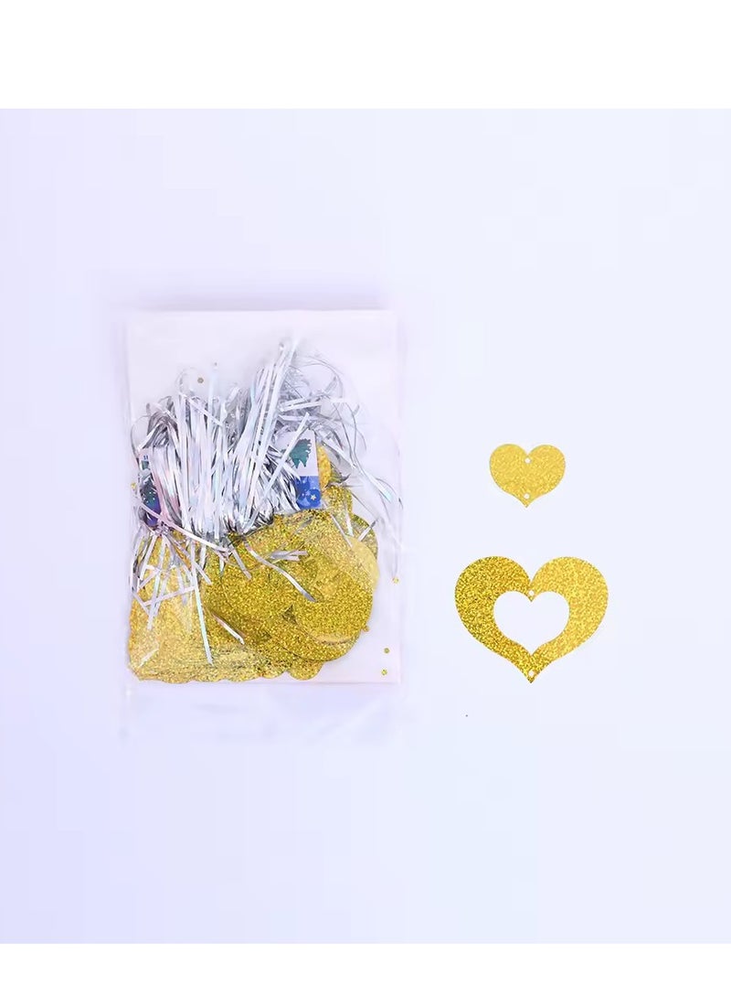 100 قطعة من زينة حفلات رمضان والعيد المصنوعة من مادة البولي فينيل كلوريد على شكل قلب ذهبي - Image 4