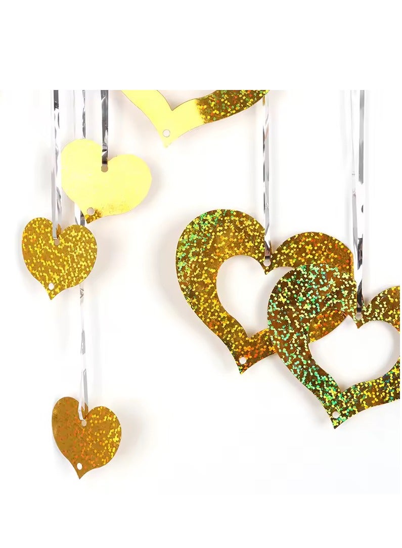 100 قطعة من زينة حفلات رمضان والعيد المصنوعة من مادة البولي فينيل كلوريد على شكل قلب ذهبي - Image 2