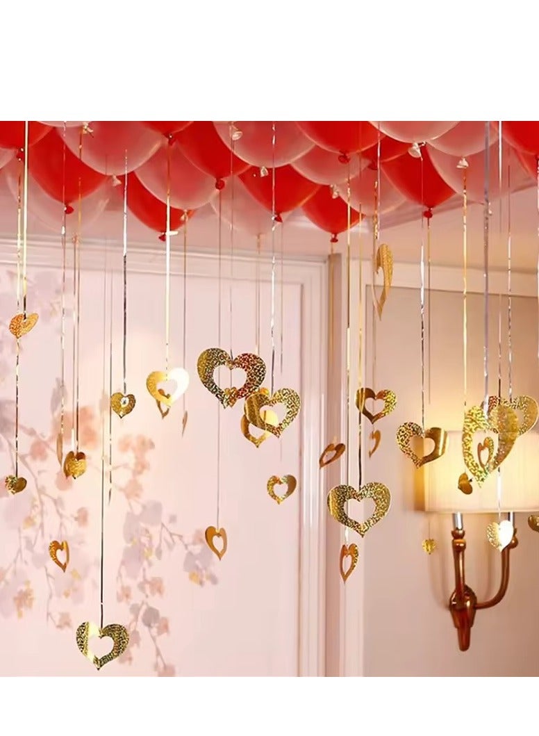 100 قطعة من زينة حفلات رمضان والعيد المصنوعة من مادة البولي فينيل كلوريد على شكل قلب ذهبي - Image 1