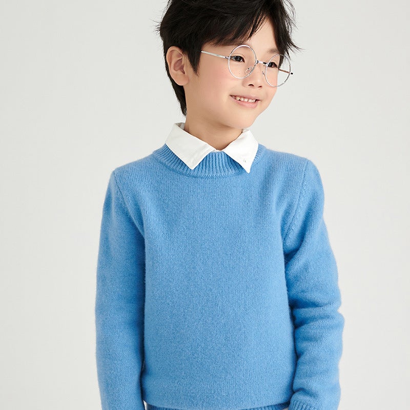 Wool Sweater Base Children'S Sweater New Semi-High Collar Solid Color Children'S Warm Coat All-Match Fashion Children'S Clothing - Image 5