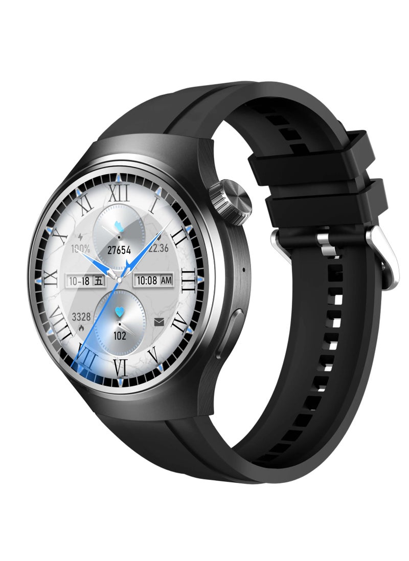 FereFit - Smart watch WISME-1 with Bluetooth calling function (answer/make calls), fitness tracking watch with sleep monitoring function, suitable for iPhone/Android, IP68 waterproof Curved Glass -Black - Image 1