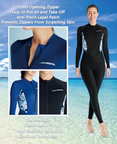 Skyone Diving Skins for Women Men, Thin Wetsuits Swimsuit Full Body Rash Guard, UV Protection Long Sleeve Wet Suit Dive Skin, One Piece Quick Dry Scuba Skin for Surfing (Women Black, Medium) - Image 4