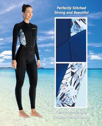 Skyone Diving Skins for Women Men, Thin Wetsuits Swimsuit Full Body Rash Guard, UV Protection Long Sleeve Wet Suit Dive Skin, One Piece Quick Dry Scuba Skin for Surfing (Women Black, Medium) - Image 5