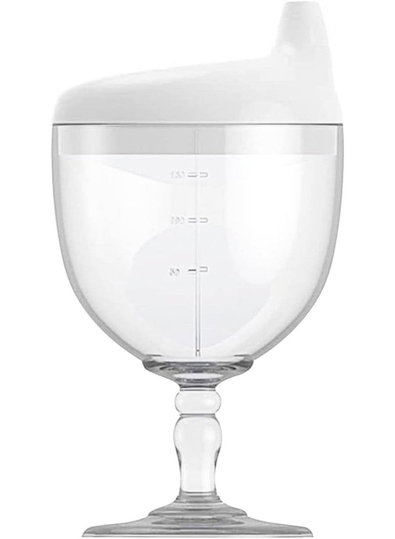 Baby Sippy Cup Wine Glass - Fun No Spill Plastic Goblet for Kids - Perfect Beverage Mug with Lid for Birthday Parties and Celebrations - Ideal for Milk, Juice, and More! (White, 1) - Image 1
