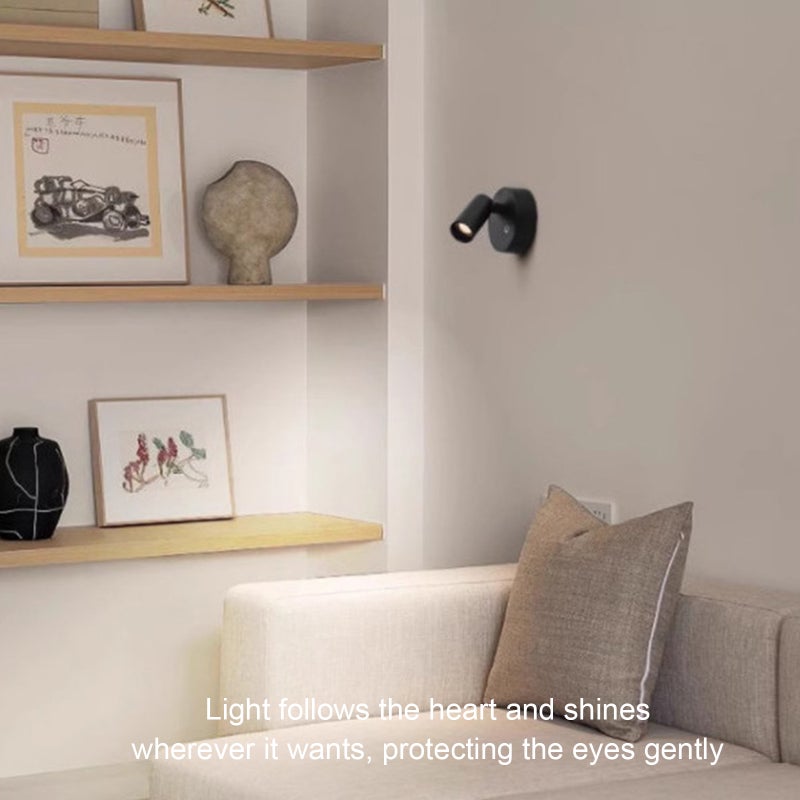 Magnetic Adsorption Wall Lamp: Black, 3 Color Temperatures, Touch Control - Adjustable Brightness, CRI ≥95 Bedside Reading Light for Bedroom Home Use - Image 4