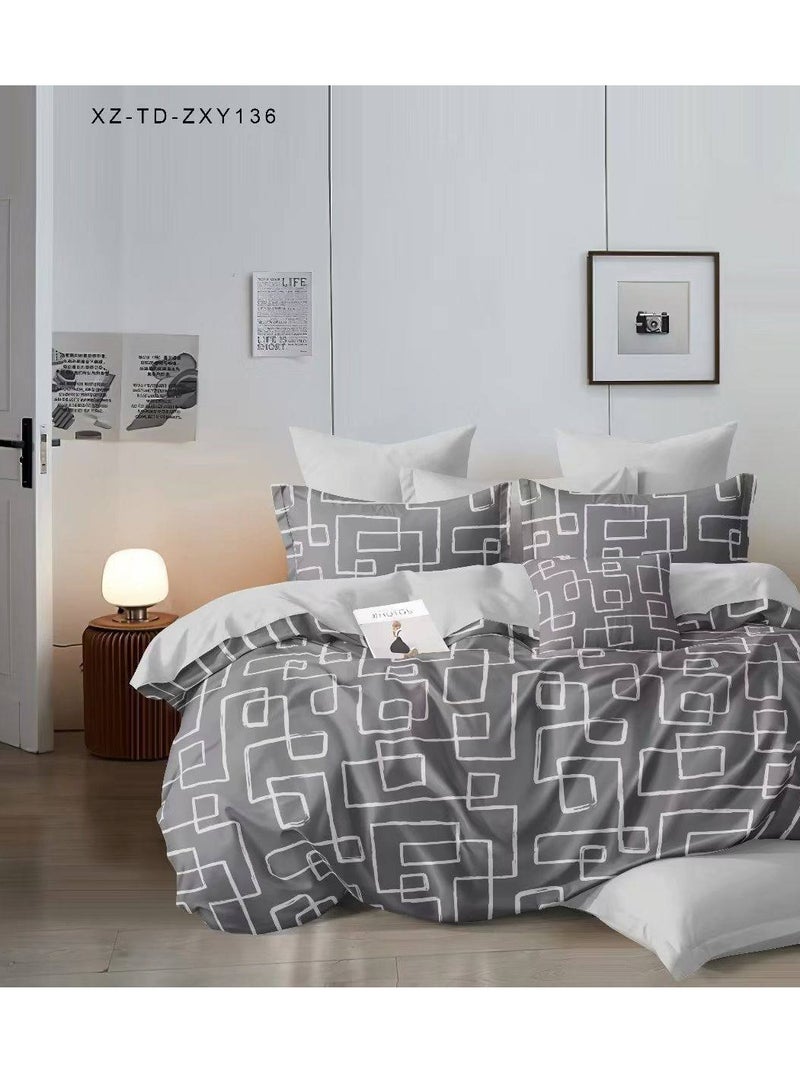 Bedding 100% pure cotton 4 piece complete bed set includes 1 Quilt/duvet 2 pillowcases and 1 fitted sheet bed