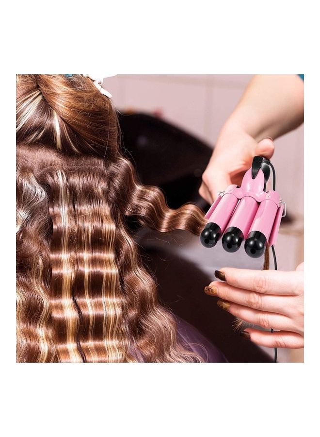 NIBEMINENT 3 Barrel Hair Curler With Gloves Pink/Black - Image 4