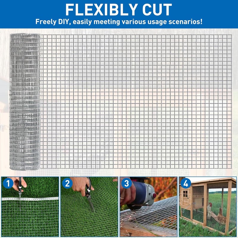 HANWRAPS Hardware Cloth,Chicken Wire Fence,1/2 inch 15.7in x 6ft Galvanized Welded Cage Wire for Bird Wire Gopher Wire Rabbit Wire Snake Fence Poultry Netting Cage Screen - Image 5