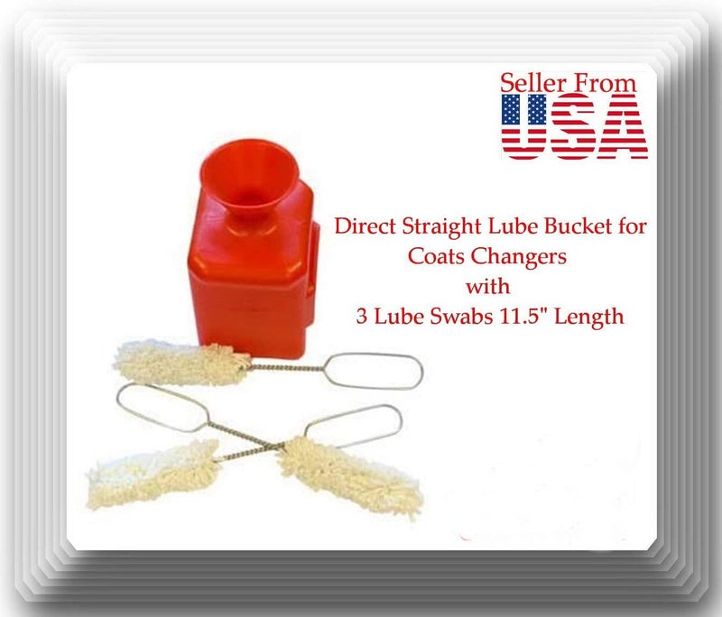 FQQF Auto Supplies Direct Straight Lube Bucket Kit for Coats Changers with 3 Lube Swabs (11.5" Length)