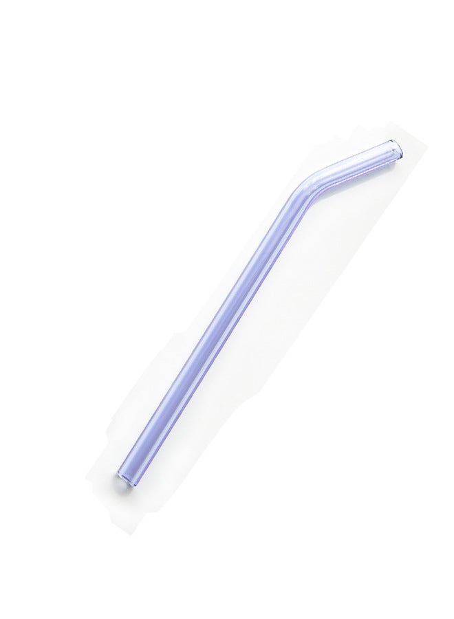 Factory Direct Glass Straw Transparent Color High Temperature Resistant Straw Creative Milk Tea Drink Glass Straw-Color:Elbow Purple 8mm 20cm - Image 1