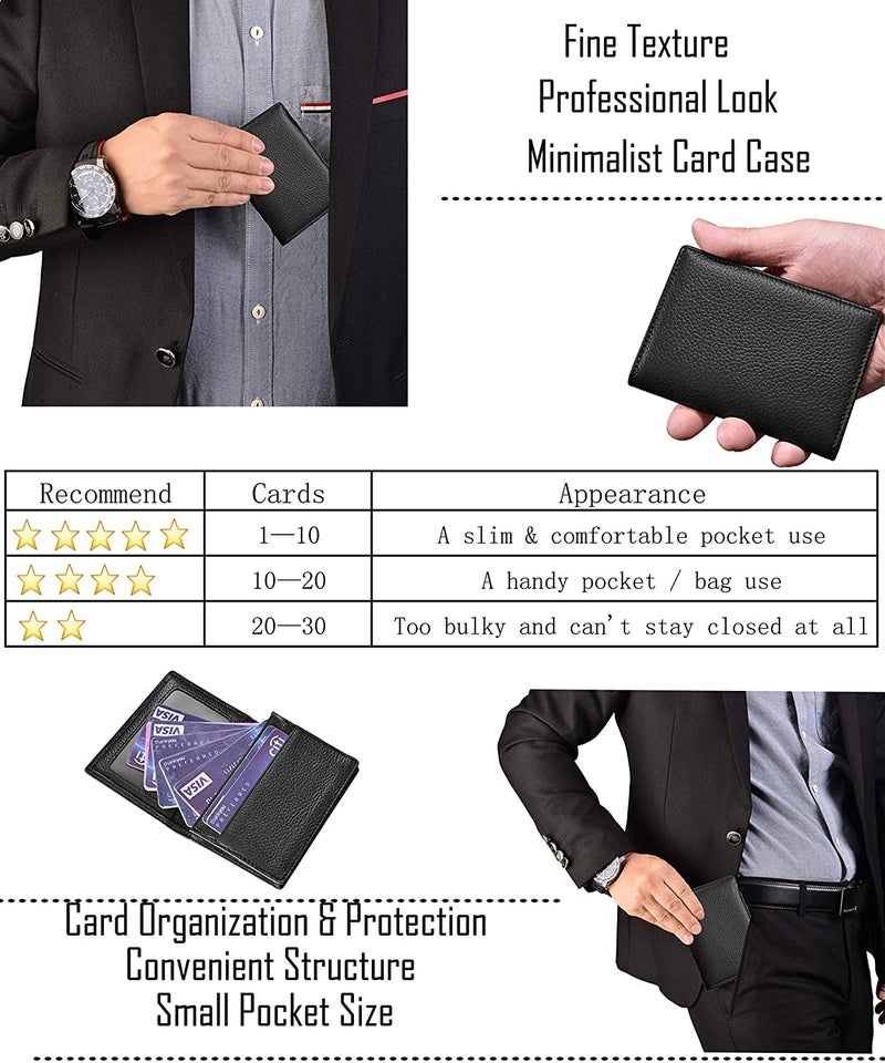 Outrip حامل بطاقات الأعمال من الجلد الطبيعي مع نافذة للهوية وحماية RFID (أسود) - Image 5
