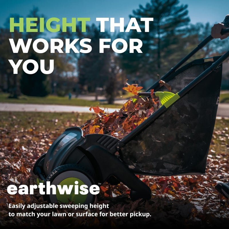 Earthwise LSW70021 21-Inch Width Leaf & Grass Push Lawn Sweeper, Black - Image 3