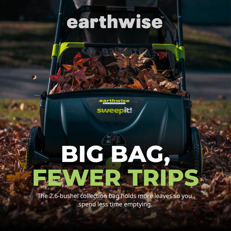 Earthwise LSW70021 21-Inch Width Leaf & Grass Push Lawn Sweeper, Black - Image 5