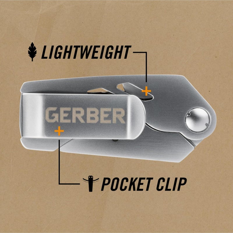 Gerber EAB Lite Folding Utility Knife, Stainless Steel Body with Liner Lock, Accepts Standard and Contractor Replaceable Blades, Integrated Money Clip, Folds to 2.85 in, Lightweight 2.5 oz - Image 4