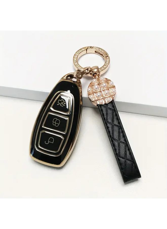 Durable White Suit TPU Key Protector And Metal Keychain Set For Car Keys - Image 4