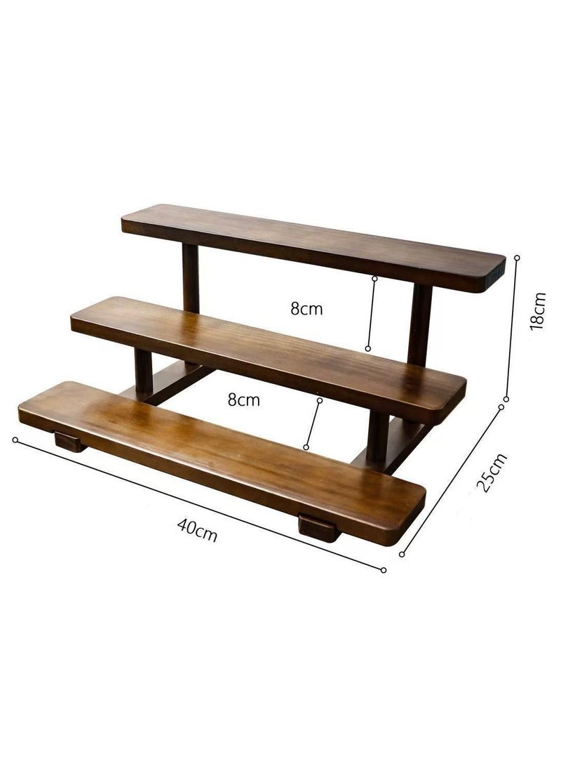 Solid wood porch rack desktop perfume multi-layer storage rack water cup rack dressing step ladder rack figure display rack - Image 1