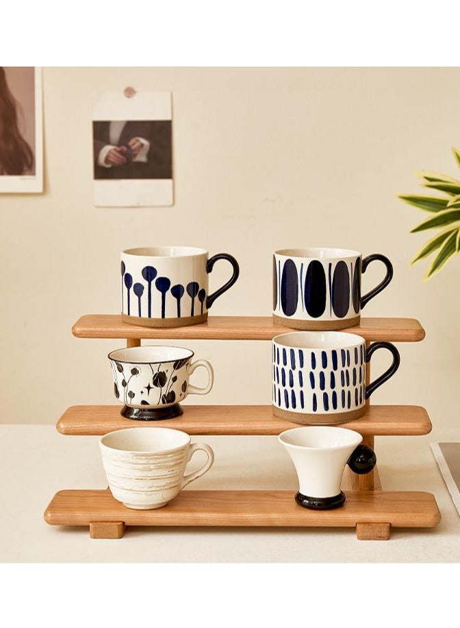 Solid wood porch rack desktop perfume multi-layer storage rack water cup rack dressing step ladder rack figure display rack - Image 2