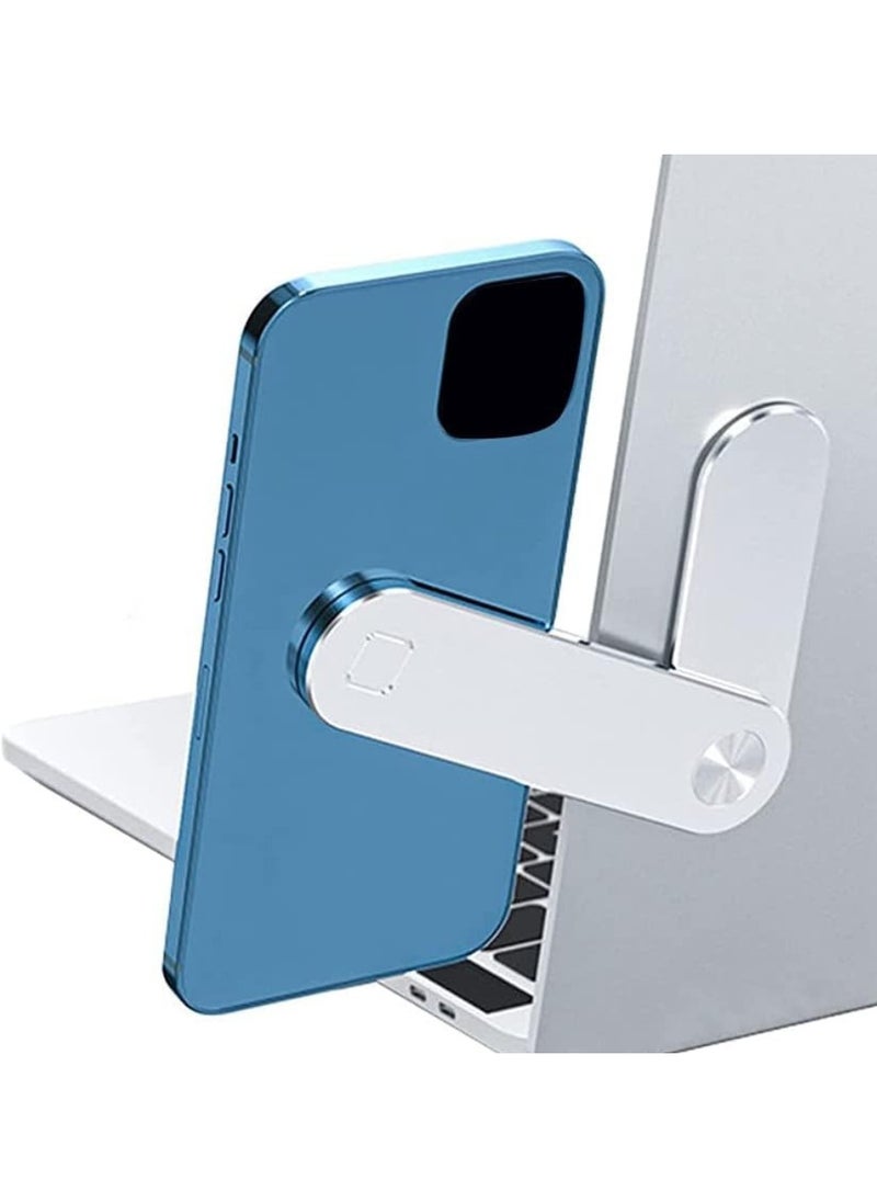 T NEWFUN Adjustable Laptop Stand, Magnetic Phone Holder, Slim Computer Monitor Side Mount Clip for iPhone MagSafe Series & All Phones, Portable Foldable Computer Expansion Bracket,(silver)  - Image 1