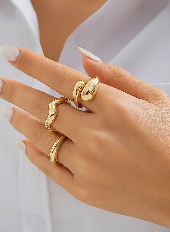 Take Two Take Two Set of 3 - Gold Tone Alloy Ring