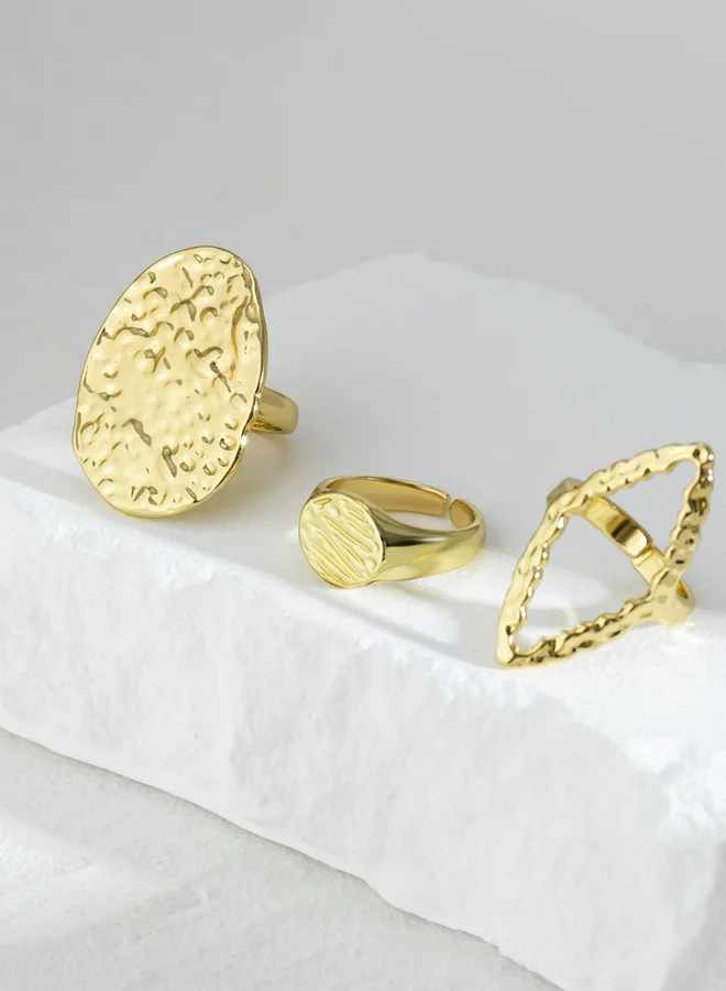 Take Two Take Two Set of 3 - Gold Tone Alloy Ring
