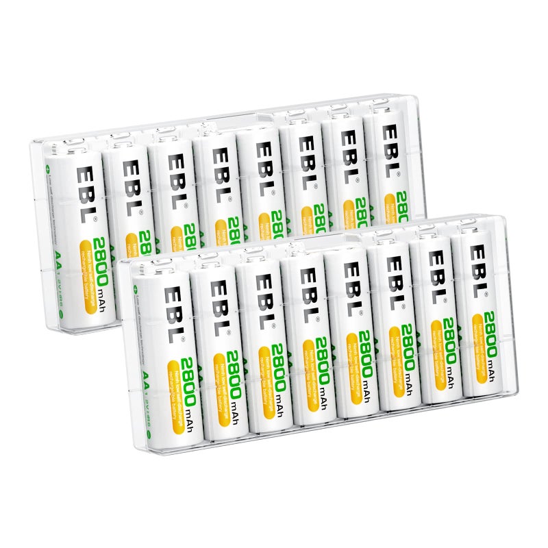 EBL AA Rechargeable Batteries 2800mAh Ready2Charge Quality AA Batteries - 16 Counts - Image 1