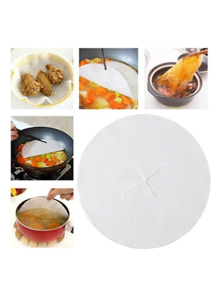 12pcs Kitchen Oil Absorbing Paper, Wood Fiber Food Oil Blotting Papers, Round Oil Filter Paper, Fried Food Oil Absorbing Paper, Non-Toxic, Heat Resistant, Easy to Use - Image 1