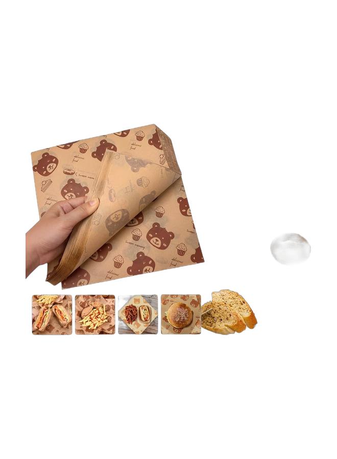 BABONA 2 Pack 100 Sheets Wax Paper, Greaseproof Food Wrapping Paper 25x25cm with Printed French Text for Sandwich, Fried Chicken, BBQ, Deli (Oil Absorbing, Insulation)18x18cm - Image 1