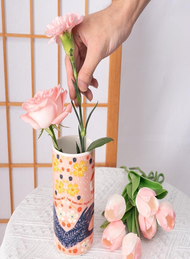 Tnstbiee Unique Colorful Ceramic Hand Vase - Handheld Sun and Moon Pattern - Abstract Fun Gothic Decor - Cute Small Aesthetic Flower Holder for Art Lovers - Cool Contemporary Home Decor - Image 4