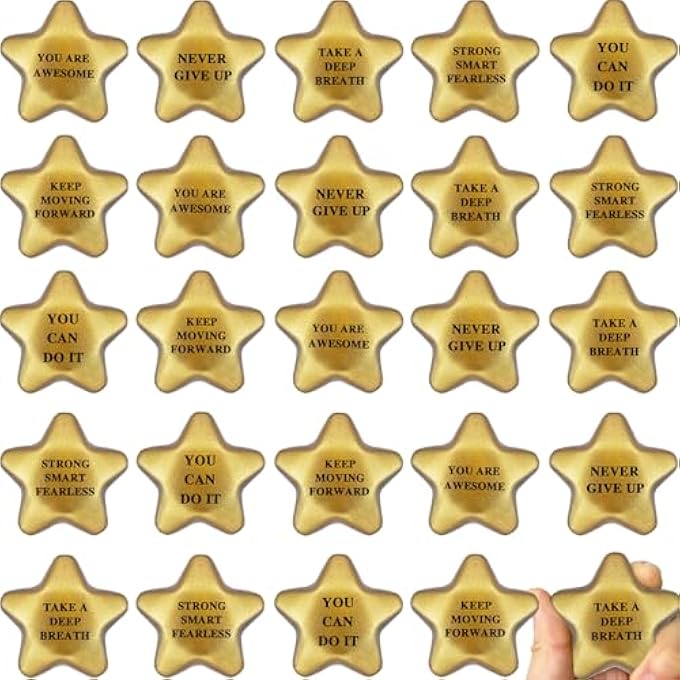 Baaxxango 24 Pcs Star Stress Balls,2.16 Inch Motivational Star Ball,Stress Relief Balls Foam Stars for Students Friends Anxiety Motivating Encouraging Supply - Image 1
