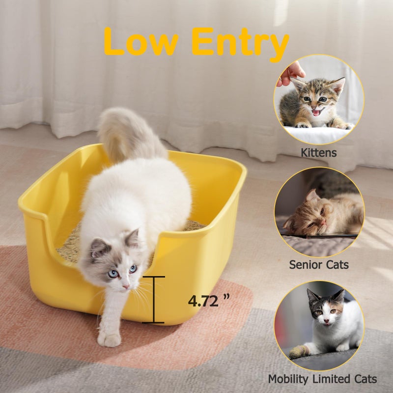 LoopTime Large Cat Litter Box with High Sides,Cat Boxes for Indoor Cats,Cat Litter Pan for Kitty,Litter Box with Low Entry,Easy to Clean,Anti-Splashing (Grey) - Image 4