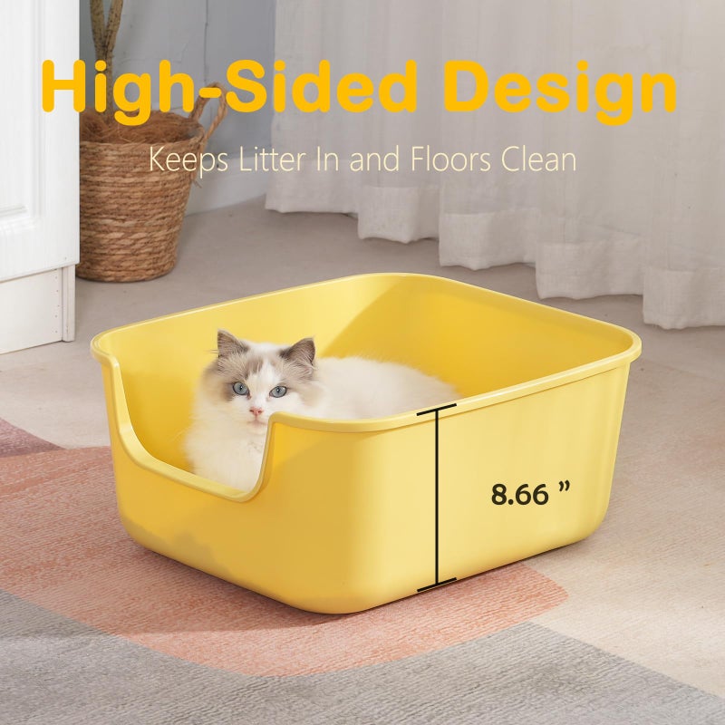 LoopTime Large Cat Litter Box with High Sides,Cat Boxes for Indoor Cats,Cat Litter Pan for Kitty,Litter Box with Low Entry,Easy to Clean,Anti-Splashing (Grey) - Image 3