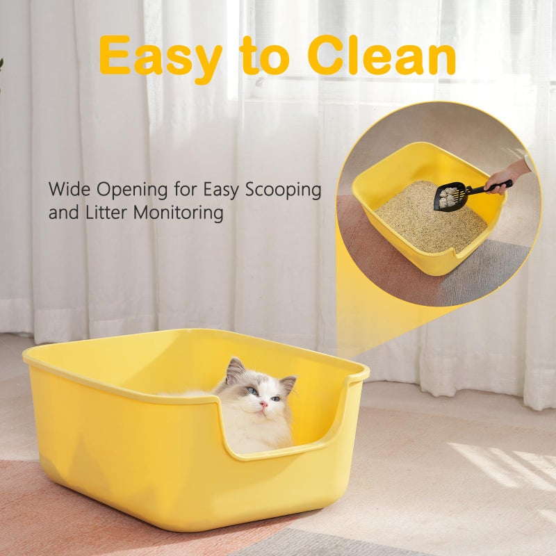 LoopTime Large Cat Litter Box with High Sides,Cat Boxes for Indoor Cats,Cat Litter Pan for Kitty,Litter Box with Low Entry,Easy to Clean,Anti-Splashing (Grey) - Image 5