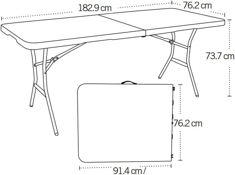 Lifetime 6 ft/1.83 m Essential Fold-in-Half Table, White Granite - Image 3
