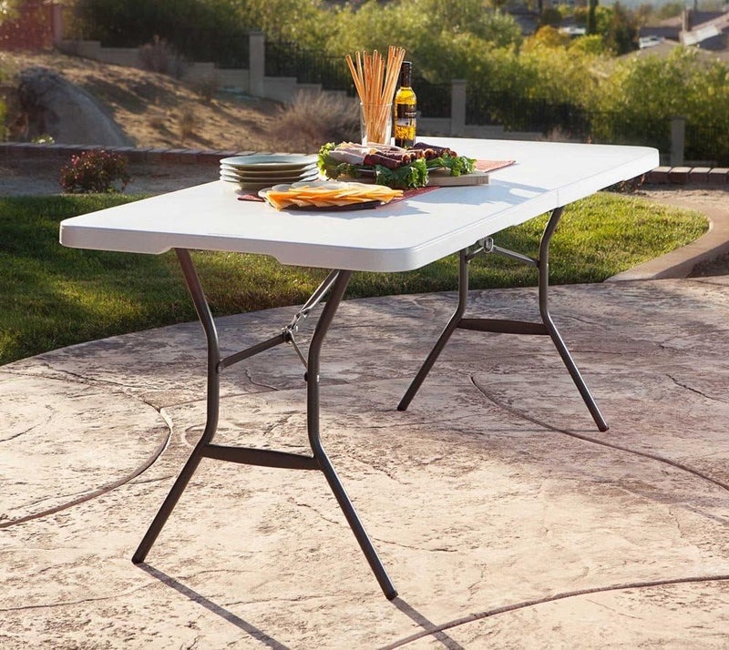 Lifetime 6 ft/1.83 m Essential Fold-in-Half Table, White Granite - Image 2