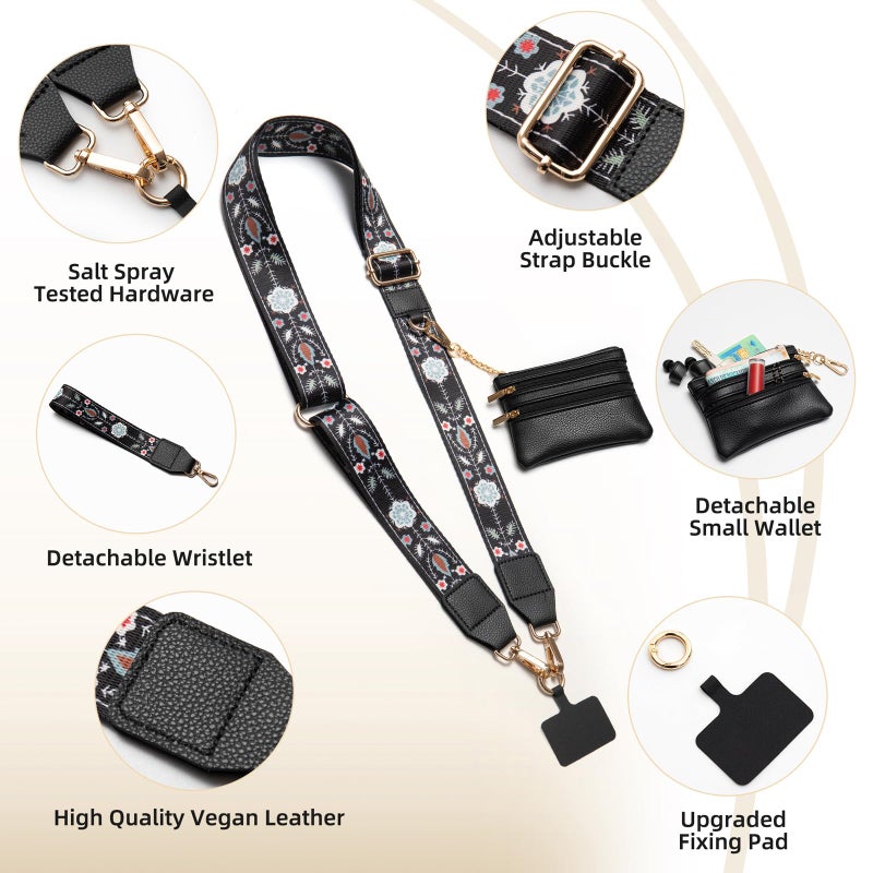 CUEDM Cell Phone Lanyard Crossbody,Adjustable Cell Phone Strap with Detachable Wristlet for Hands-Free Occasions,Clip and Go Strap for Phone with Wallet Crossbody - Image 4