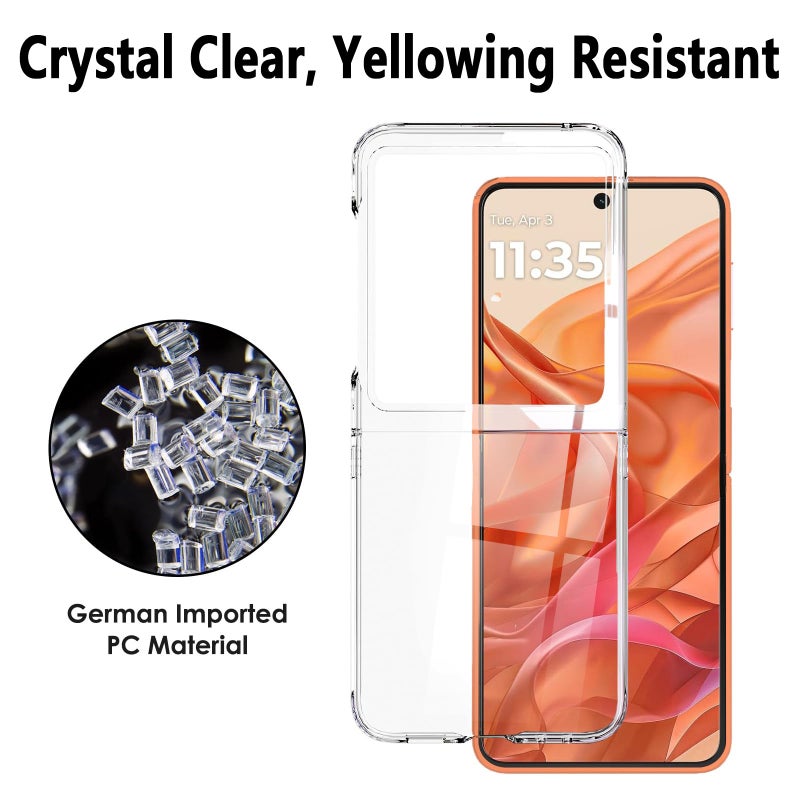 KEKBOXQ Clear for Motorola Razr 2025/Razr 2024 Case, Moto Razr 2025 Slim Phone Cases with Front Screen Protector, Moto Razr 2024 5G Hard PC Bumper Shockproof Protective Cover,Transparent - Image 2