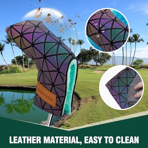 BAIRBRE Golf Putter Covers,Blade Putter Cover Mallet Putter Haedcovers Leather Golf Club Covers Putter Headcover with Magnetic for Scotty Cameron Taylormade Titleist Odyssey,Black - Image 5