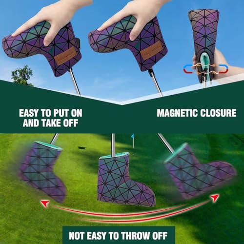 BAIRBRE Golf Putter Covers,Blade Putter Cover Mallet Putter Haedcovers Leather Golf Club Covers Putter Headcover with Magnetic for Scotty Cameron Taylormade Titleist Odyssey,Black - Image 3