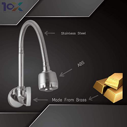 10X Brass Kitchen Sink Tap ST-6675 Dual Flow Chrome Wall Mount - Image 3