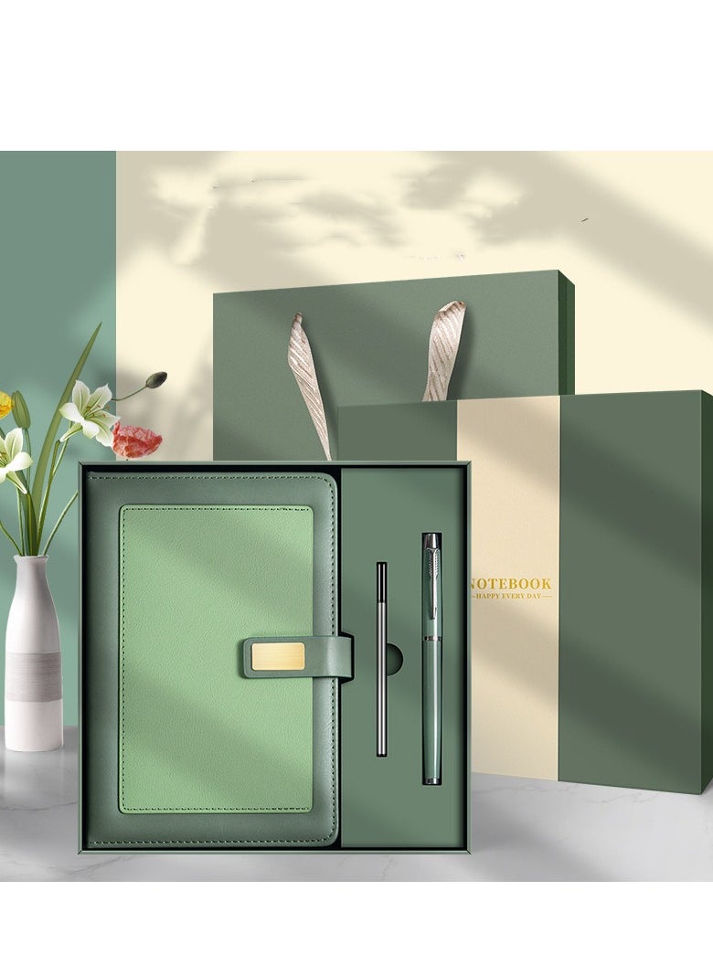 General A5 Lined Leather Notebook and Pen Set with Gift Box, 240 Pages Refillable Journal with Pocket and Magnetic Buckle, Hardcover Daily Diary for Men and Women Business Travel Personal Writing- Green  - Image 1