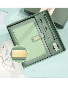 General A5 Lined Leather Notebook and Pen Set with Gift Box, 240 Pages Refillable Journal with Pocket and Magnetic Buckle, Hardcover Daily Diary for Men and Women Business Travel Personal Writing- Green  - Image 2